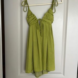 Lulus green silk dress with tie back